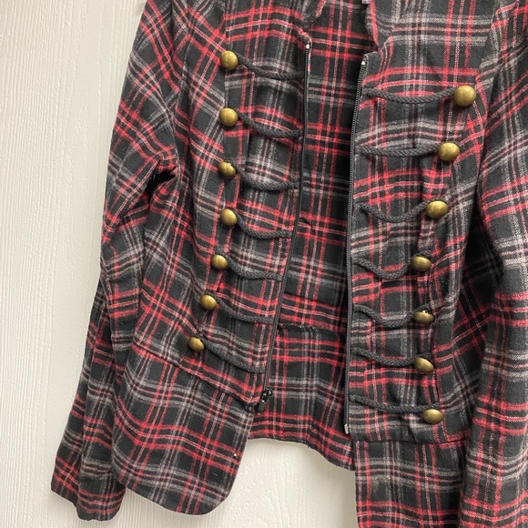 Vintage Y2k forever 21 plaid checkered steampunk grunge flannel jacket medium - Picture 3 of 10